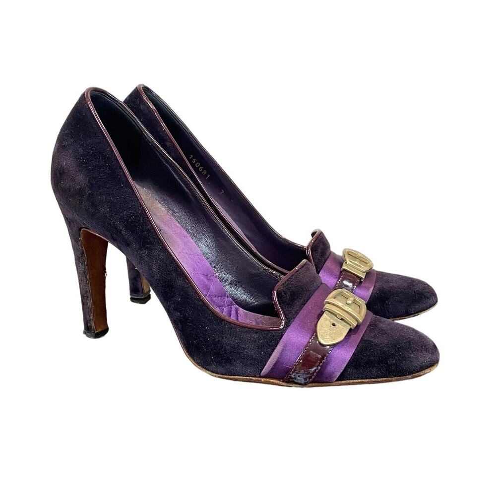 Gucci Purple Velvet Pumps Heels Women's 7.5B - Picture 1 of 11